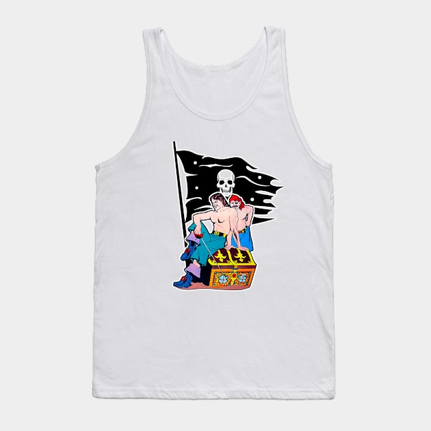 Pirate Flag and Treasure Chest Tank Top by Marccelus